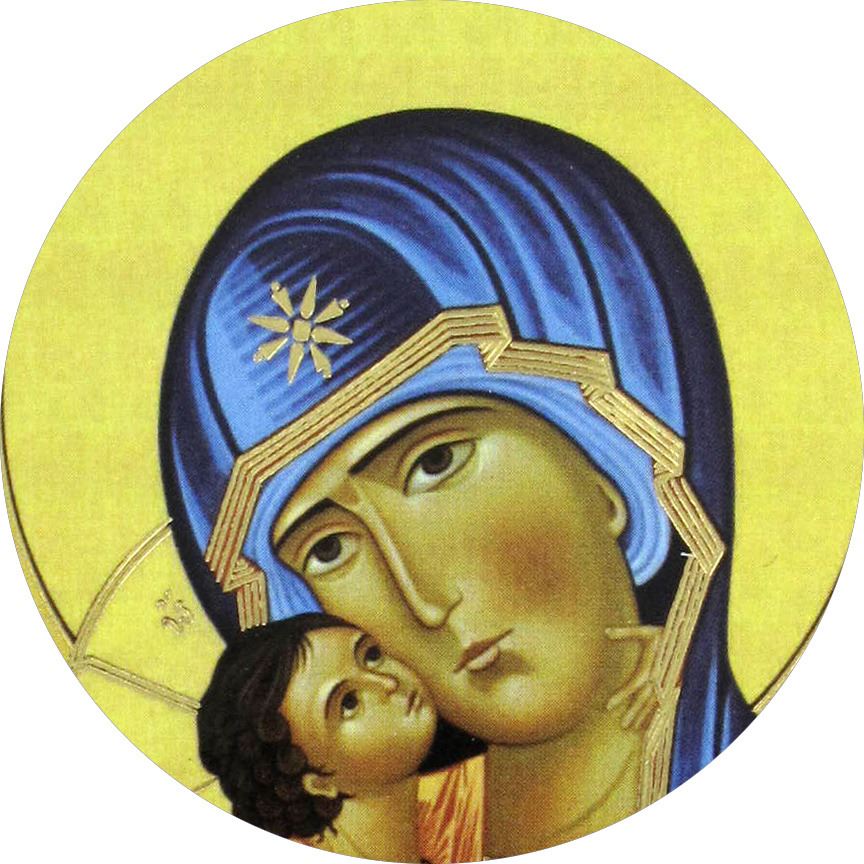 quadro madonna col bambino a forma di cuspide - 5,5 x 7,5 cm