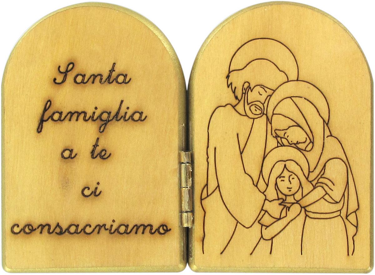 stock:dittico sacra famiglia in ulivo - 7,5 x 5,5 cm