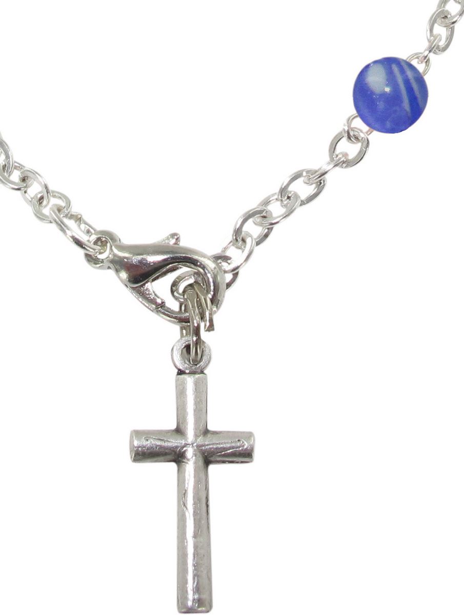 f.c. braccialetto 11 grani imitazione perla blu legatura metallo