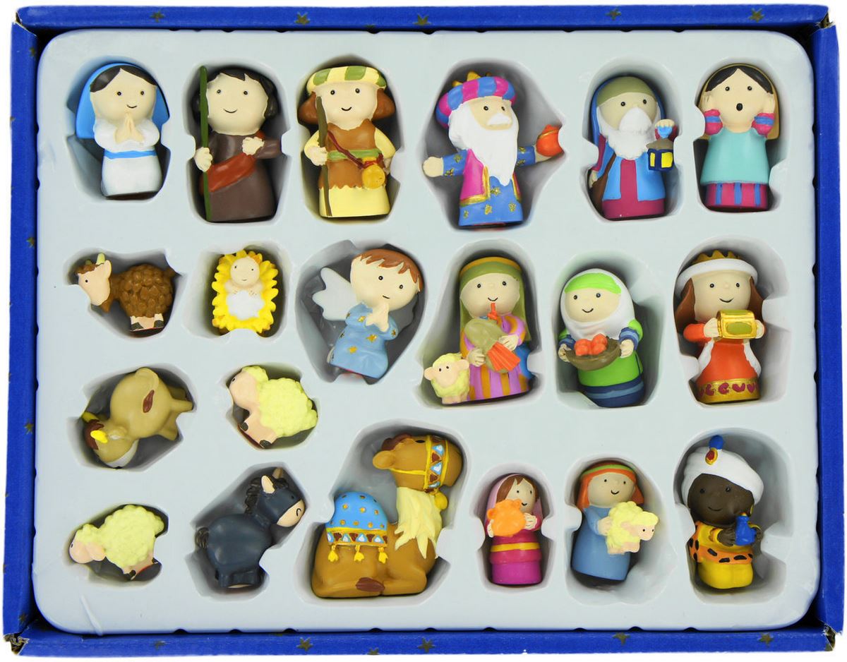 presepe per bambini: natività 20 personaggi in resina - 4,5 cm