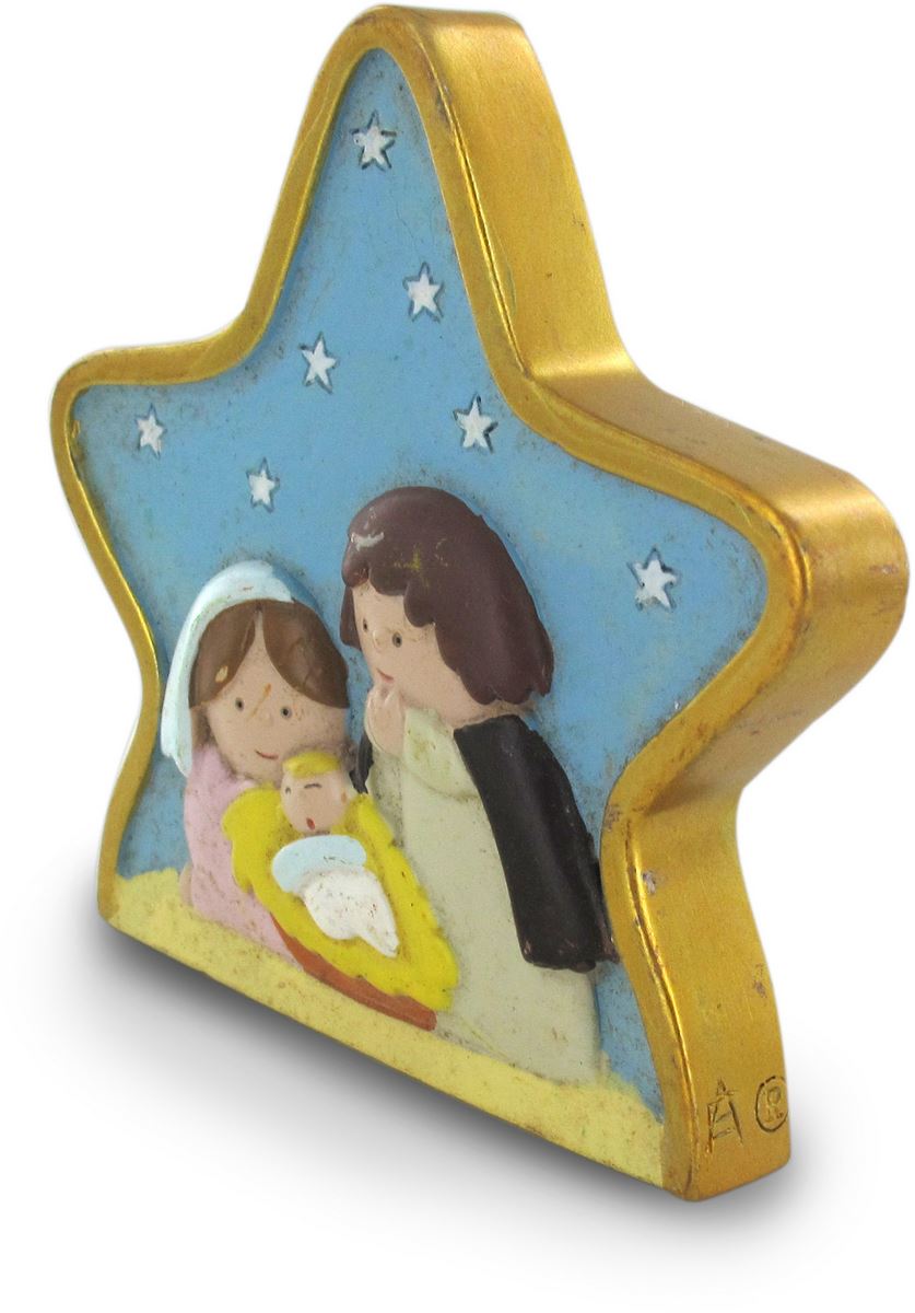natività per bambini a forma di stella, in resina colorata - 9 x 9 cm