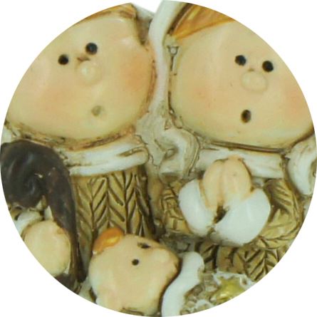 natività in resina colorata, decorazione natalizia/soprammobile, piccolo presepe con sacra famiglia, 3 x 3,5 cm