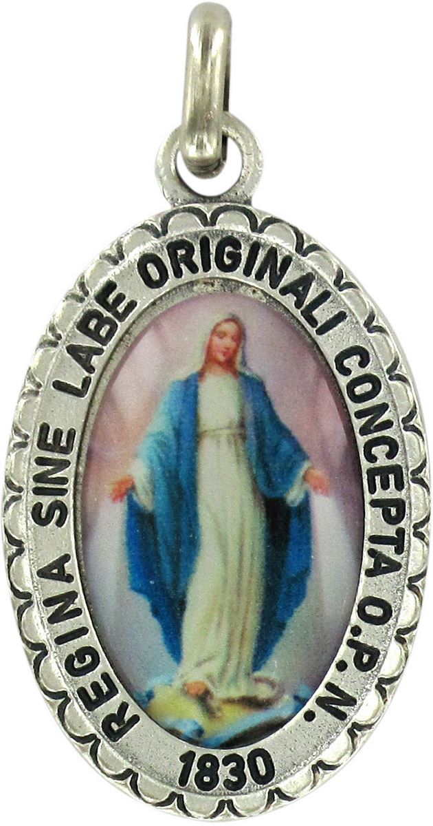 medaglia miracolosa ovale con resina - 3 cm