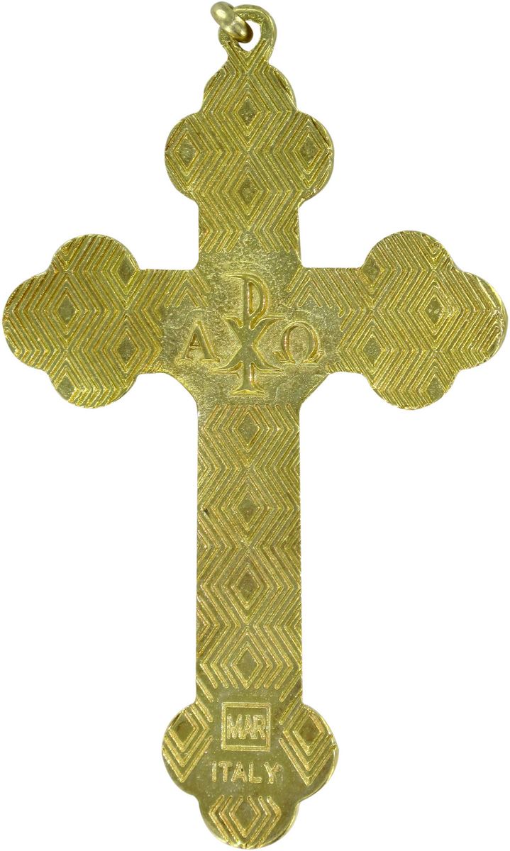 croce in metallo dorato con smalto blu - 6 cm