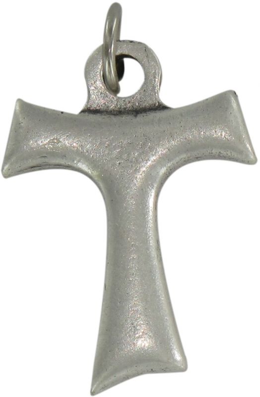 croce tau in metallo argentato - 2 cm