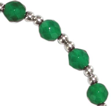 braccialetto linea mater in argento con 12 grani in smeraldite diametro mm 4 e croce tau
