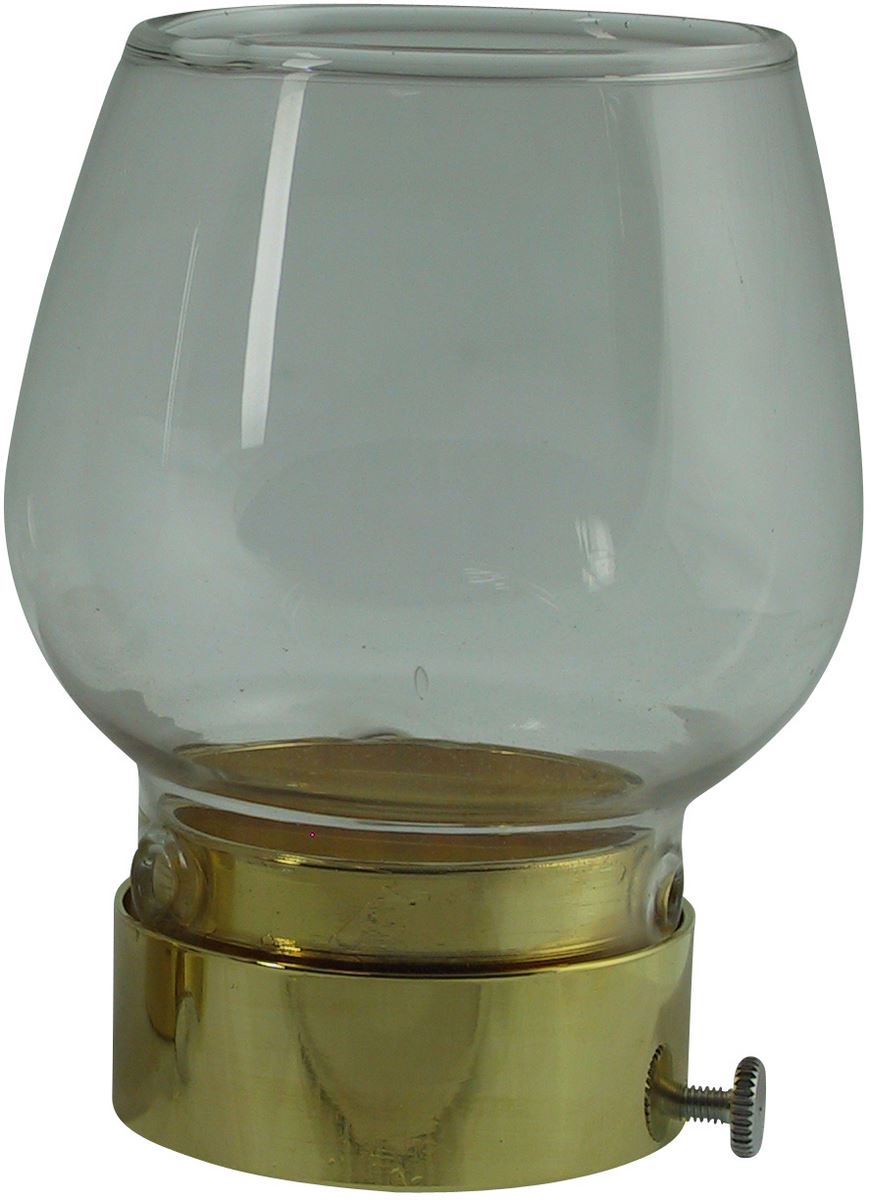 antivento in vetro da Ø 5 mm con ghiera a vite - metallo dorato