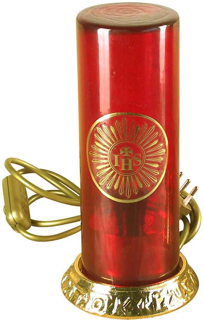 lampada per il santissimo elettrica con vetro rosso Ø 10 cm 