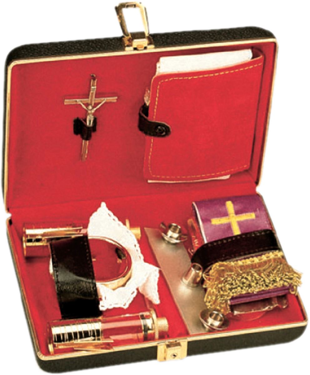 valigia per celebrazioni, valigetta da prete per messa con 15 oggetti liturgici, zama, 14 x 20 x 5 cm