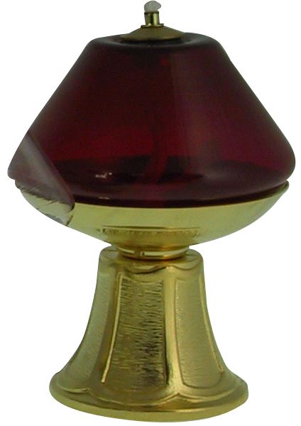 lampada rossa su base in ottone dorato - Ø 10 x 14 cm 