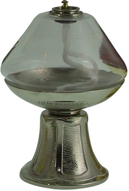 lampada trasparente su base in ottone nichelato - Ø 10 x 14 cm 