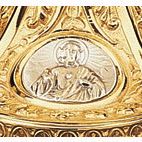 calice stile gotico con medaglioni e ornamenti in ottone dorato - 20x11 cm - molina 