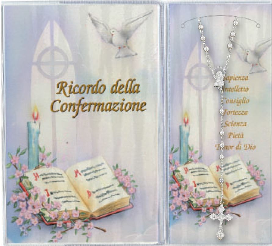 bomboniera cresima: libretto ricordo della confermazione con rosario, testi in maltese