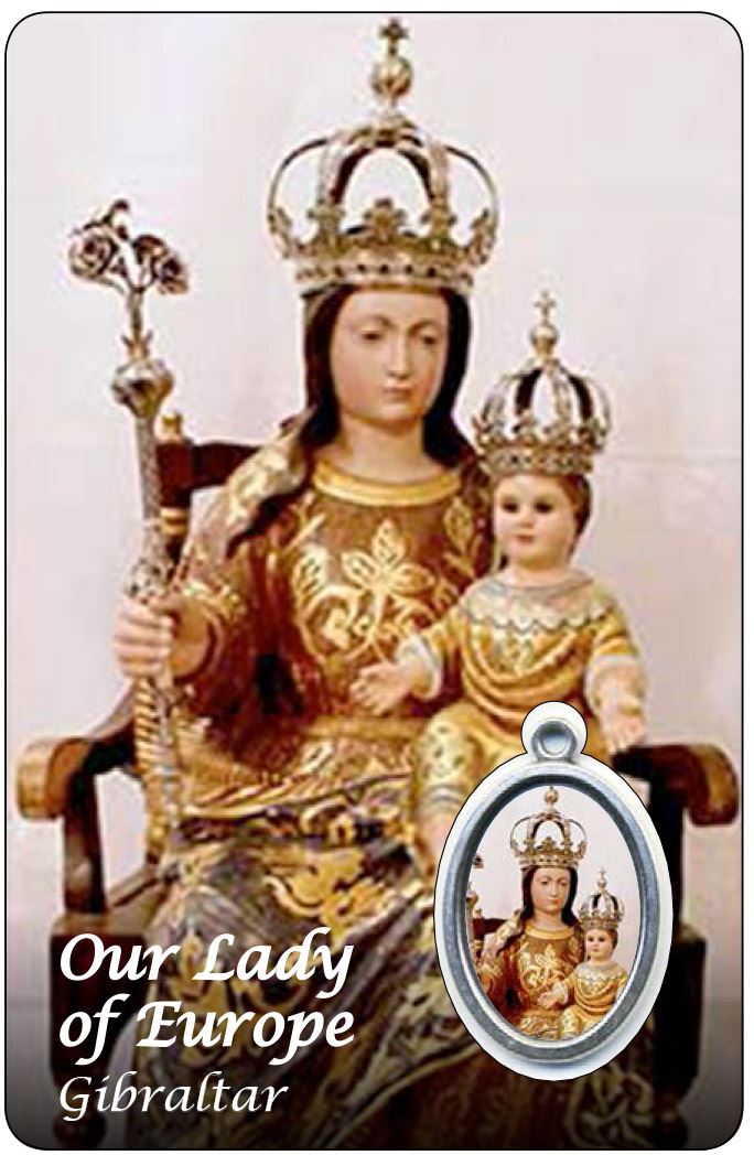 card our lady of europe con medaglia resinata cm 5,5 x 8,5 - inglese