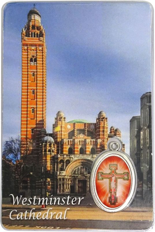 card cattedrale di westminster con medaglia - 5,5 x 8,5 cm - in inglese