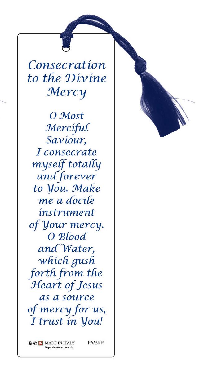 segnalibro divina misericordia con fiocchetto - 3,8 x 12,6 cm