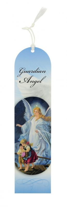 segnalibro angelo custode a forma di cupola con fiocchetto bianco - 5,5 x 22,5 cm - inglese