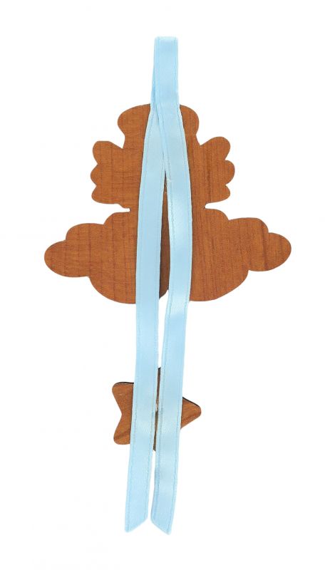 segnalibro angelo custode a forma di cupola con fiocchetto azzurro - 5,5 x 22,5 cm- francese