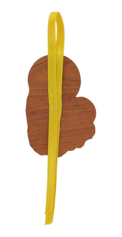 segnalibro con ave maria a forma di cupola con fiocchetto giallo - 5,5 x 22,5 cm - inglese