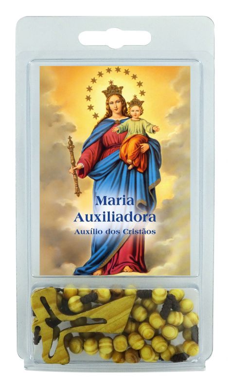 rosario ulivo con tau e preghiera alla madonna ausiliatrice in portoghese