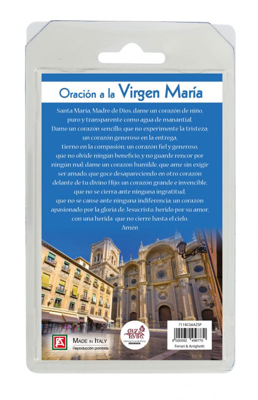 rosario semicristallo azzurro cattedrale di granada con preghiera in spagnolo