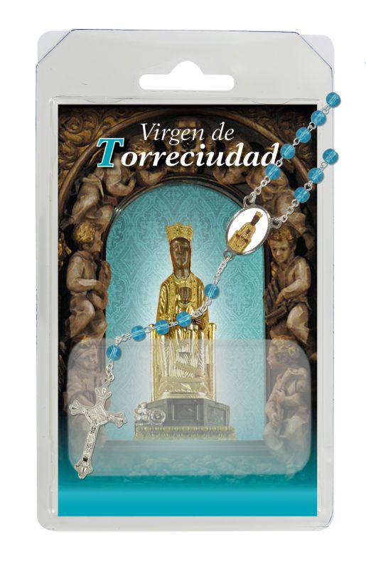 rosario semicristallo vergine di torreciudad con preghiera in spagnolo