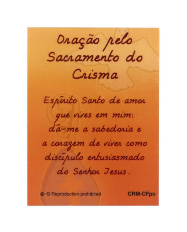croce spirito santo con laccio e  preghiera in portoghese