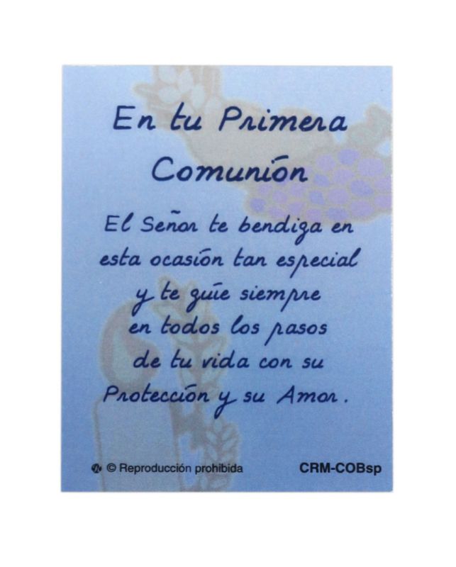 croce eucaristia per bambino con laccio e  preghiera in spagnolo