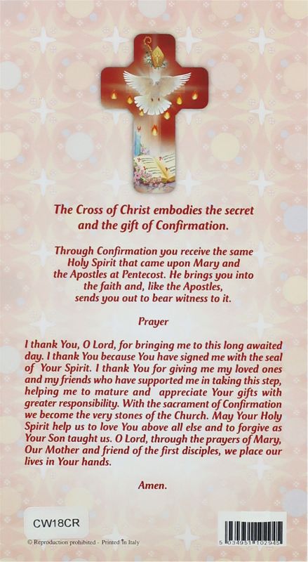 croce spirito santo con certificato e preghiera in inglese