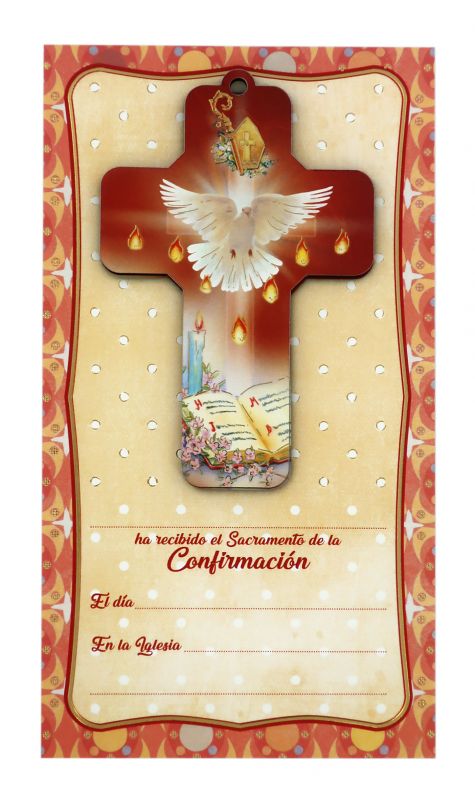 croce spirito santo con certificato e preghiera in spagnolo