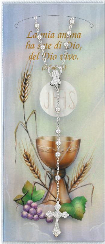 ricordo della comunione con rosario e salmo in maltese, bomboniera / idea regalo per comunione