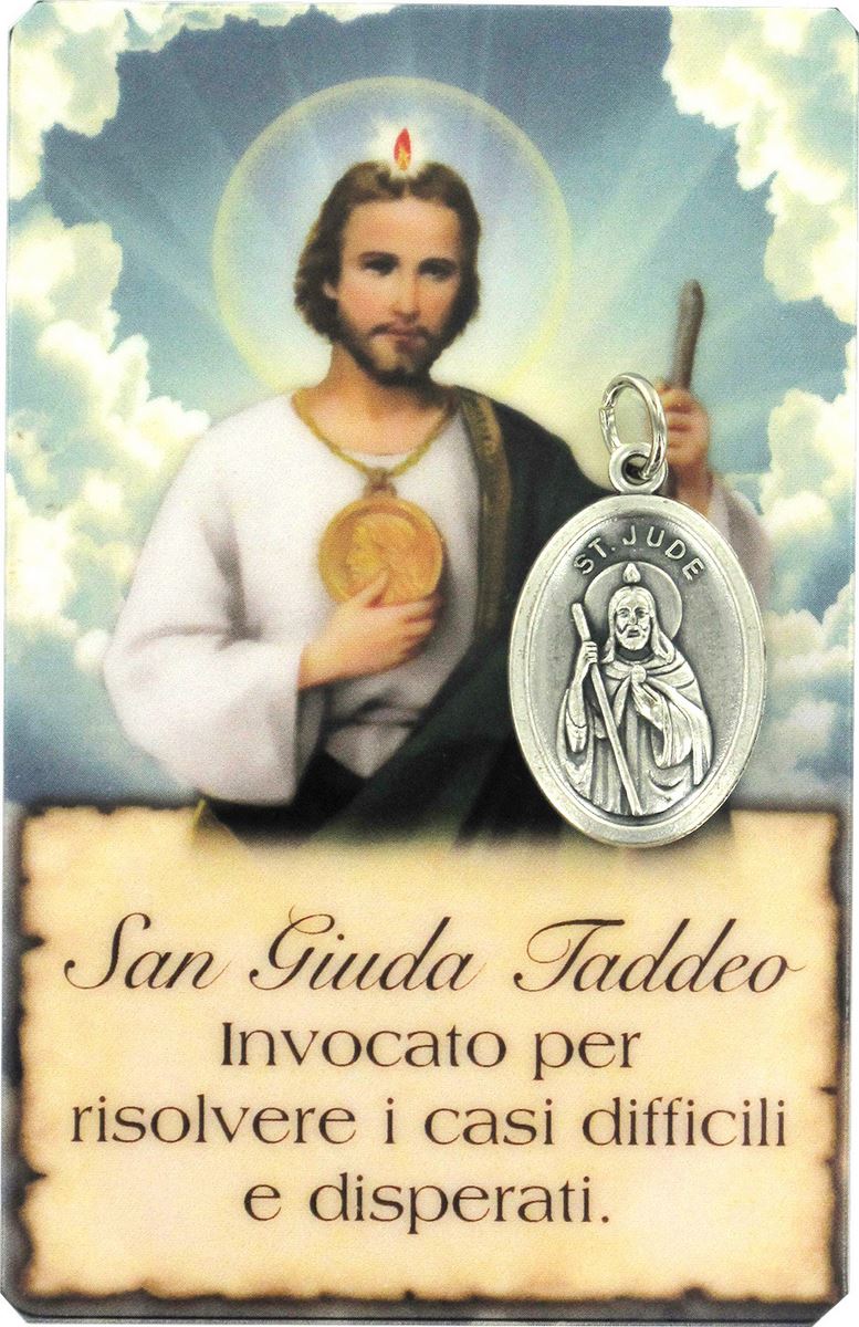 card san giuda taddeo della guarigione in pvc con preghiera e medaglia - 5,5 x 8,5 cm - italiano