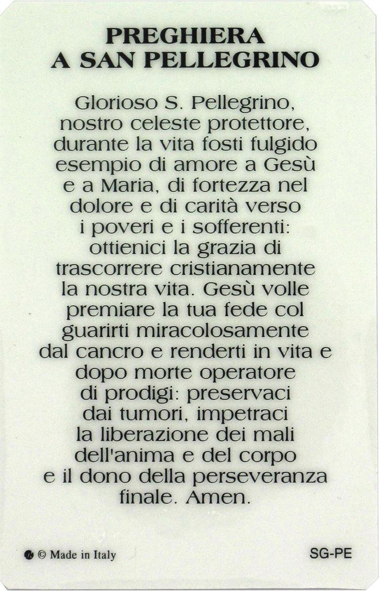card san pellegrino della guarigione in pvc con preghiera e medaglia - 5,5 x 8,5 cm - italiano