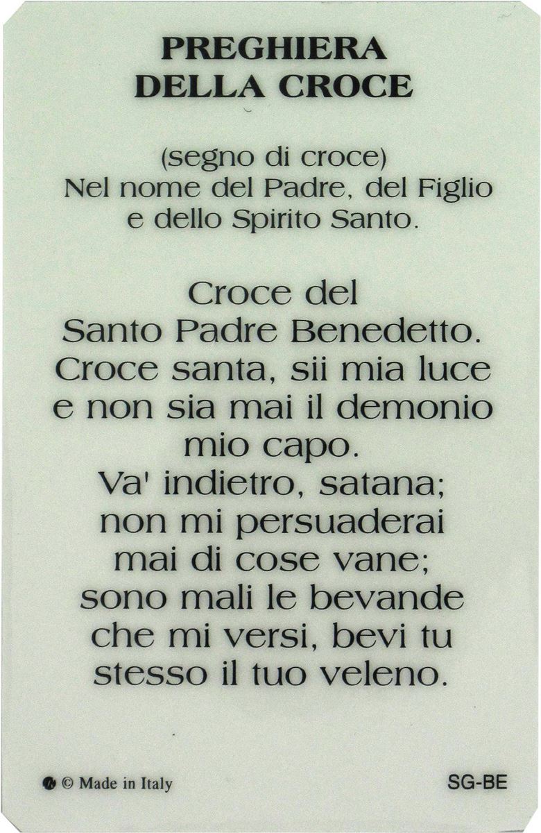 card san benedetto della guarigione in pvc con preghiera e medaglia - 5,5 x 8,5 cm - italiano