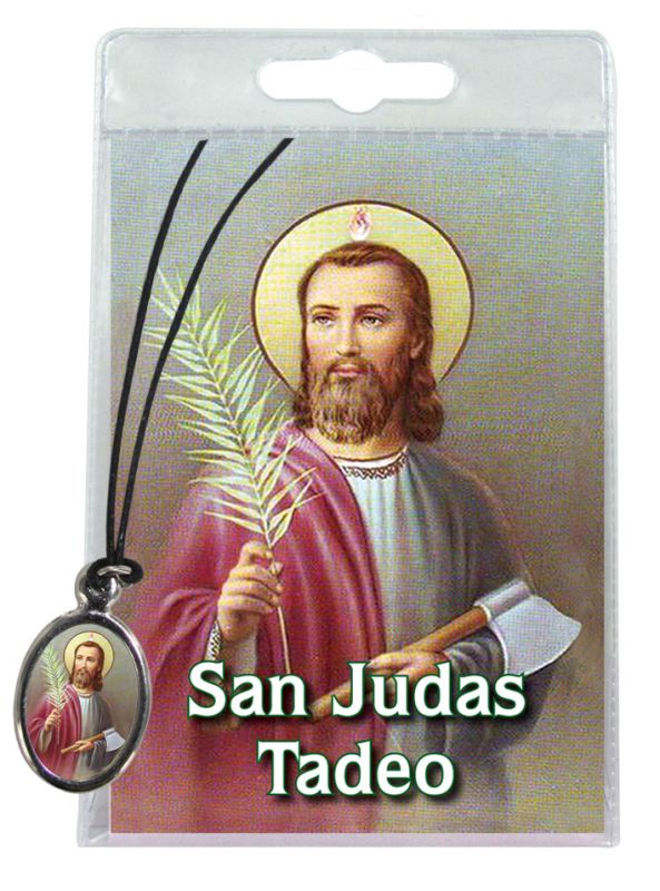 medaglia san giuda taddeo madrid con laccio e preghiera in spagnolo	