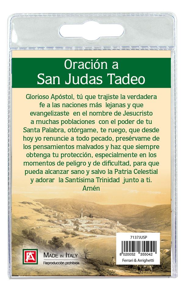 medaglia san giuda taddeo con laccio e preghiera in spagnolo