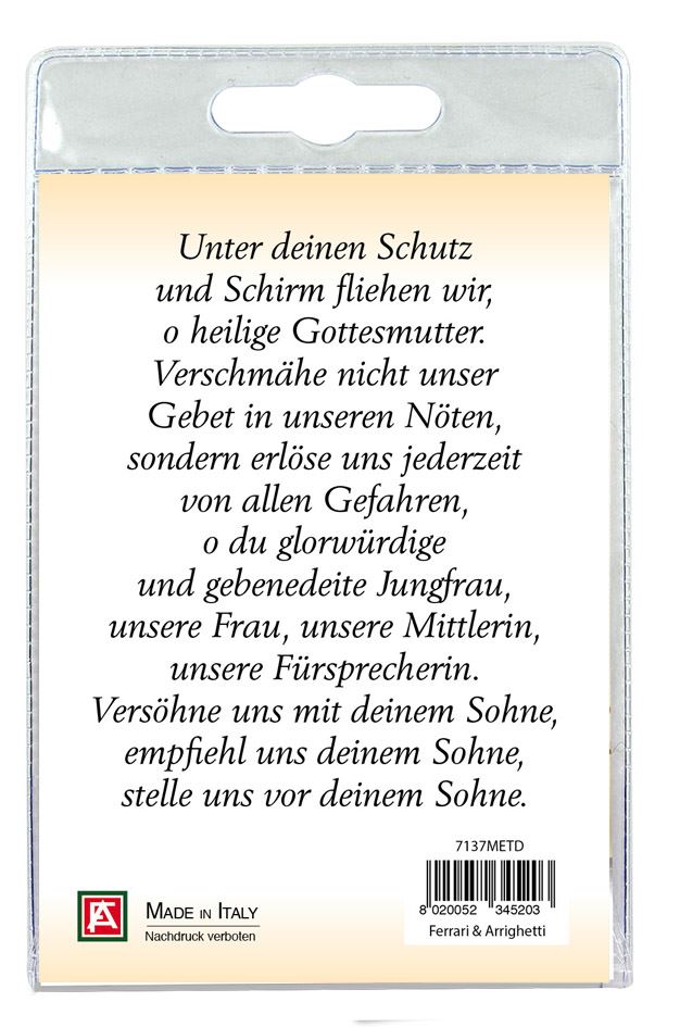 medaglia madonna di einsiedeln con laccio e preghiera in tedesco
