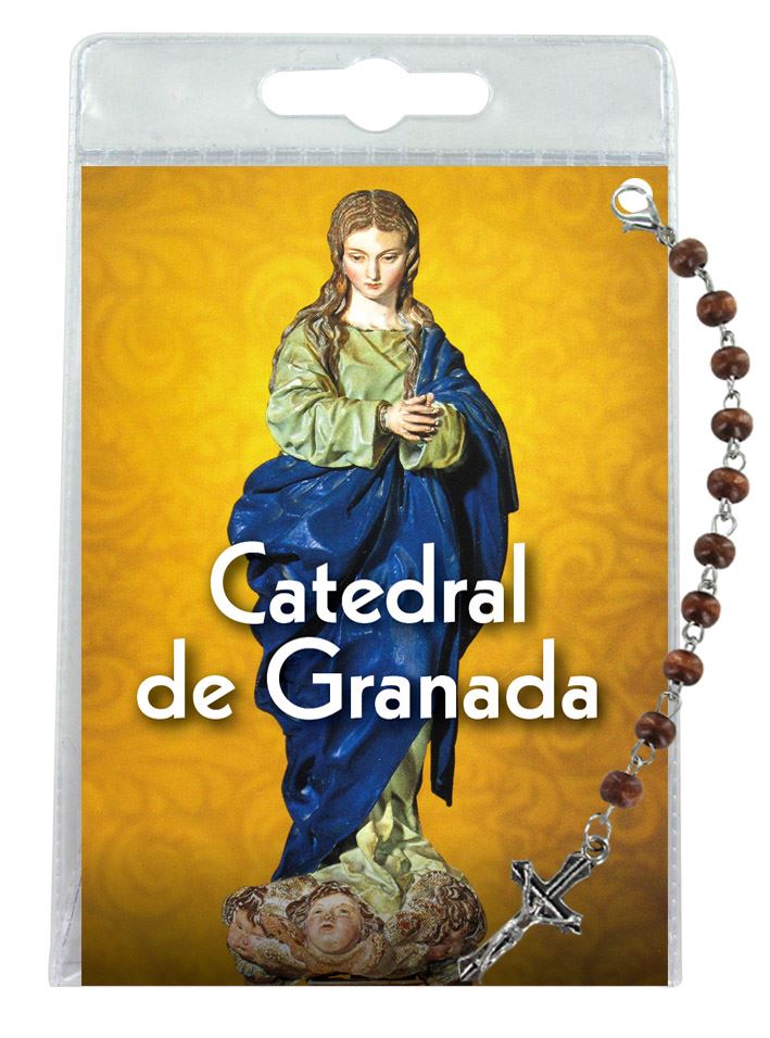 decina della cattedrale di granada con blister trasparente e preghiera - spagnolo