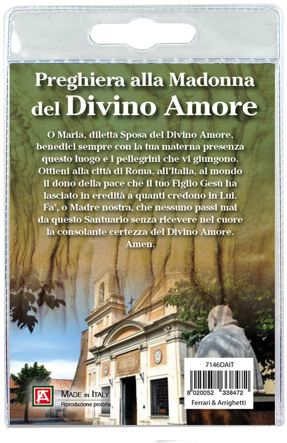 portachiavi madonna divino amore con decina in ulivo e preghiera in italiano