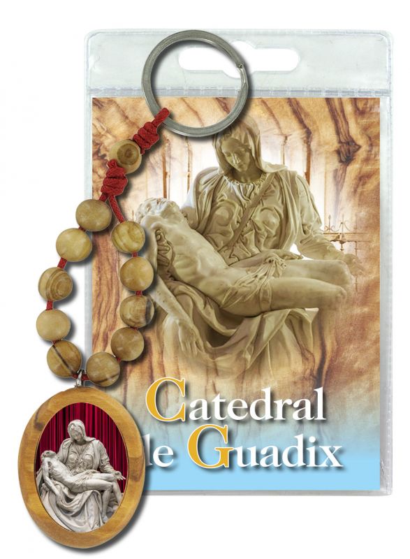 portachiavi catedral de guadix con decina in ulivo e preghiera in spagnolo