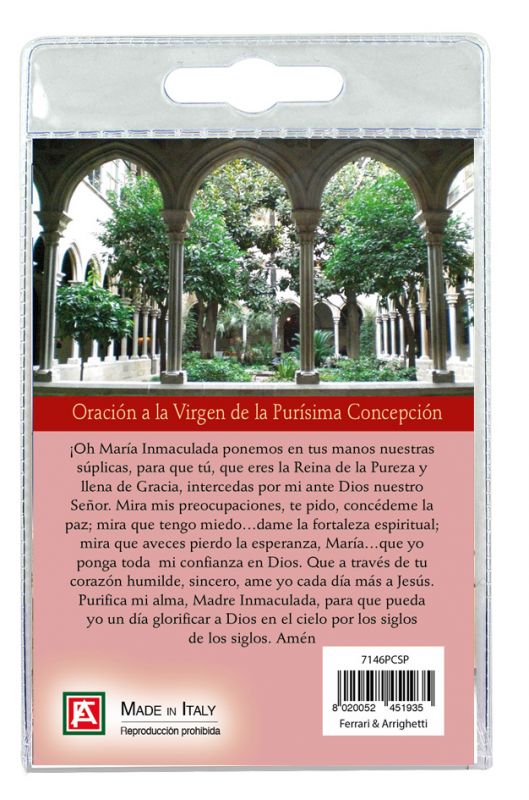 portachiavi basilica de la purisima concepcion con decina in ulivo e preghiera in spagnolo