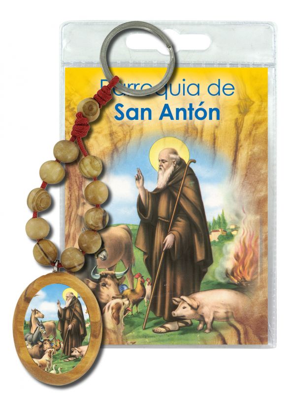 portachiavi parrocchia de san anton con decina in ulivo e preghiera in spagnolo