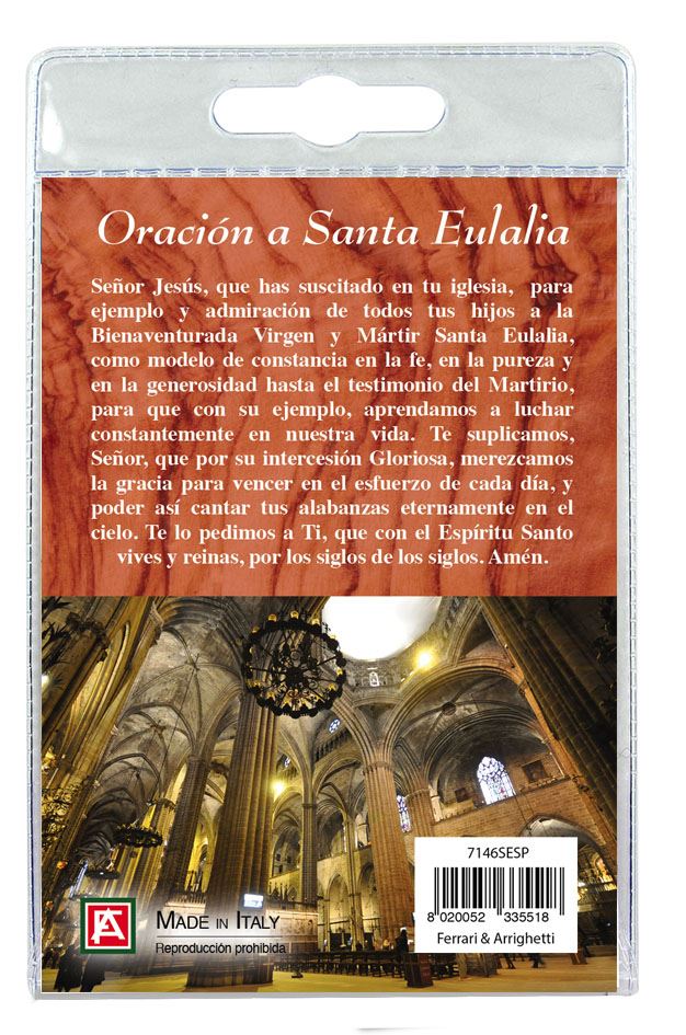 portachiavi sant'eulalia con decina in ulivo e preghiera in spagnolo