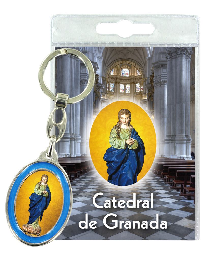 portachiavi vergine della cattedrale di granada con preghiera in spagnolo