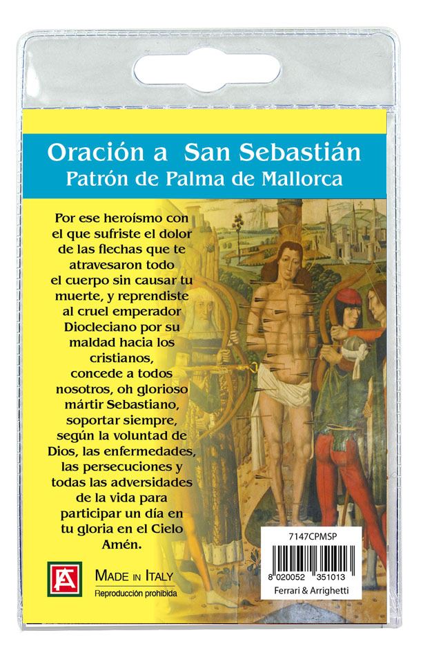 portachiavi doppio san sebastiano (cattedrale palma maiorca) con preghiera in spagnolo