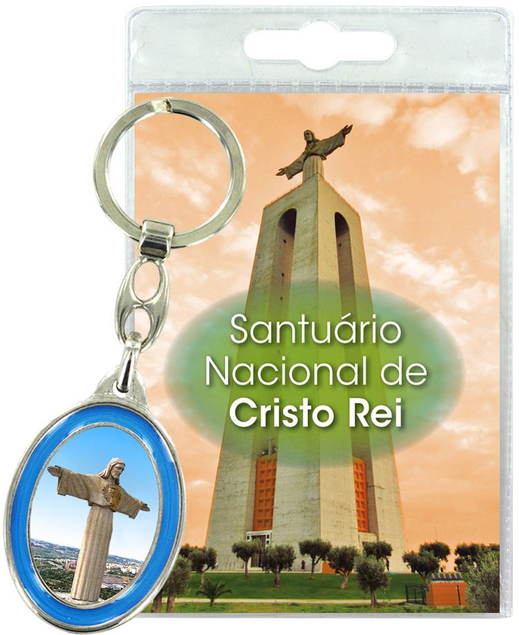 portachiavi santuario di cristo rei con preghiera in portoghese