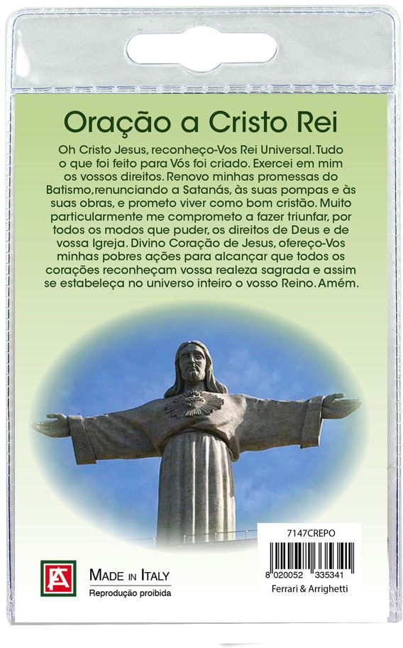 portachiavi santuario di cristo rei con preghiera in portoghese