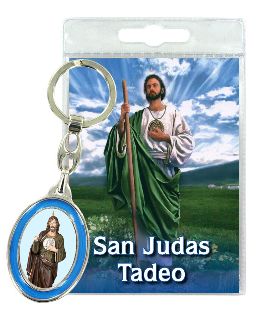 portachiavi doppio san giuda taddeo con preghiera in spagnolo