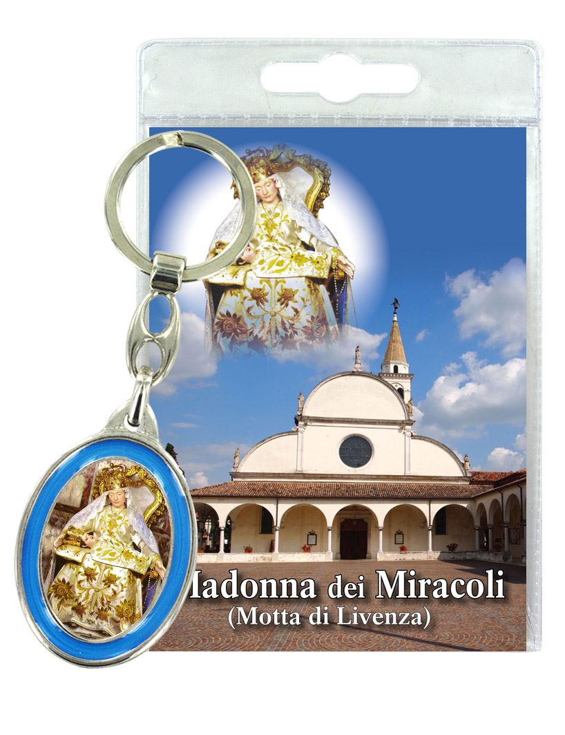 portachiavi madonna dei miracoli (motta di livenza) con preghiera in italiano