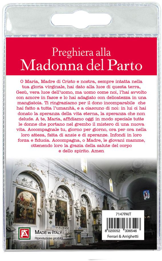 portachiavi madonna del parto con preghiera in italiano